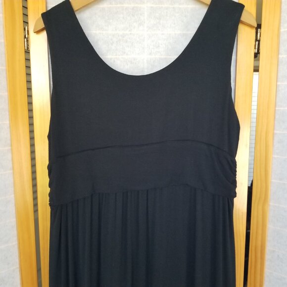 Soma Black Maxi Dress Size XL Stretch Knit Embroidered Hem High Waist - Picture 8 of 9